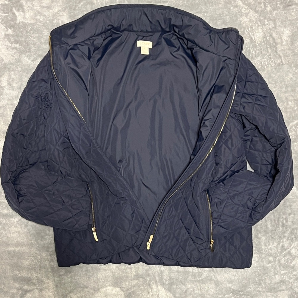 J.Crew Lightweight Quilted Barn Jacket - Navy Blue - Women's Large